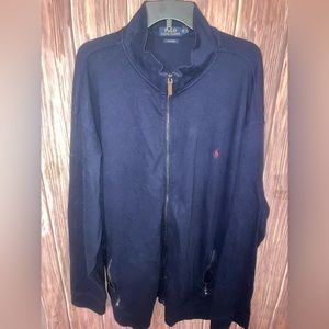 Ralph Lauren 1/4 zip sweater with pockets navy with a maroon horse size 3xl